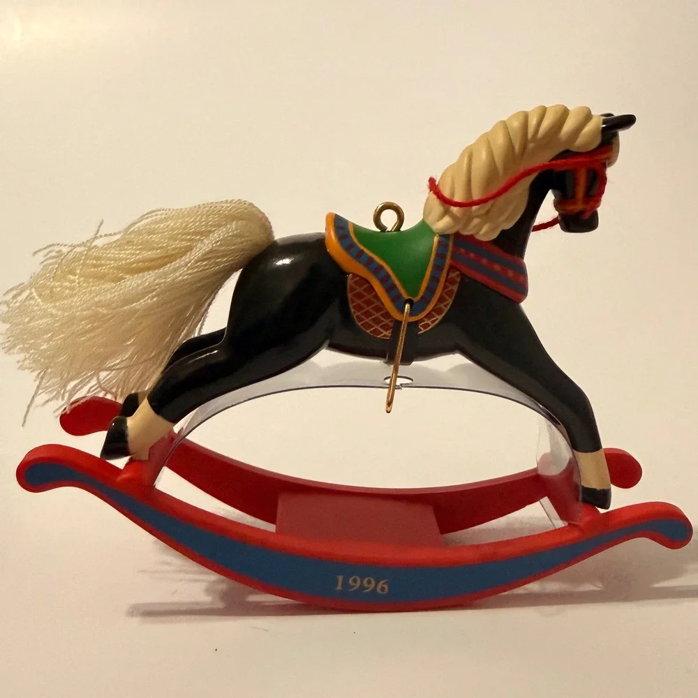 Hallmark Keepsake 1996 Rocking Horse Ornament 16th Final in Series Black Red